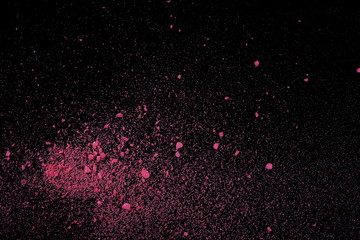 Colorful powder, isolated on black background, texture with clipping path