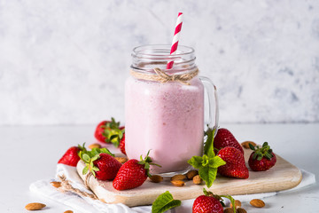 Strawberry milkshake or smoothie.