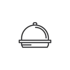 Food tray outline icon. linear style sign for mobile concept and web design. Restaurant cloche simple line vector icon. Symbol, logo illustration. Pixel perfect vector graphics