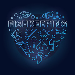 Fishkeeping vector blue concept illustration in heart shape
