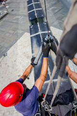 View on applying silicone sealant with gun on joints between windows