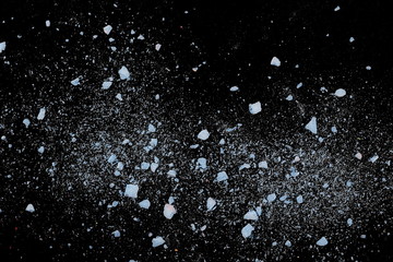 Colorful powder, isolated on black background, texture with clipping path