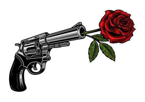 Gun with rose