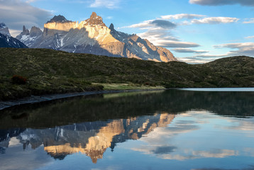 View of the Cuernos of the Paine park in Chile