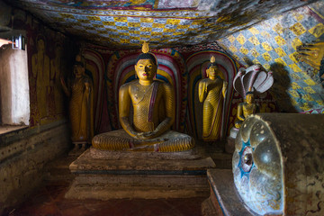 The golden temple of Dambulla is world heritage site and has a total of a total of 153 Buddha statues, three statues of Sri Lankan kings and four statues of gods and goddesses