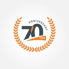 70 Year Anniversary Vector Template Design Illustration