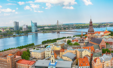 Obraz premium Aerial view of the historical center of the Latvian capital Riga 