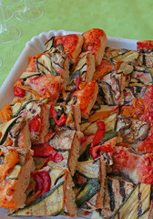 Pizza with vegetables tomato and mozzarella cheese