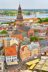 Aerial view of the historical center of the Latvian capital Riga 