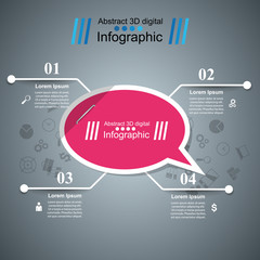 Paper pink banner - business infographic. Vector eps 10