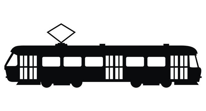 tram, vector icon, black silhouette