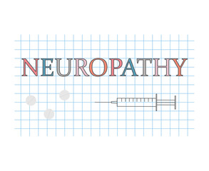 Neuropathy word on checkered paper sheet- vector illustration