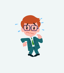 Businessman with glasses, scared. 
