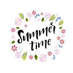 Hand drawn lettering phrase Summer time