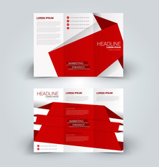 Tri fold brochure design. Creative business flyer template. Editable vector illustration. Red color.