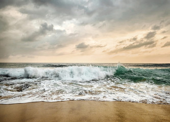 Beautiful Tropical Sea view under sunset sky at Sri Lanka beach