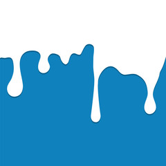 Dripping milk, white paint on a blue background. Vector illustration