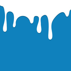 Dripping milk, white paint on a blue background. Vector illustration