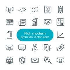 Modern Simple Set of business, charts, mobile, email Vector outline Icons. Contains such Icons as  graph, overfilled, exposure, growth,  add and more on white background. Fully Editable. Pixel Perfect