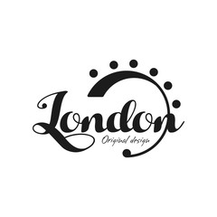 London city name, original design, black ink hand written inscription, typography design for poster, card, logo, poster, banner, tag vector Illustration on a white background