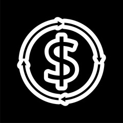 Money convert icon on dark background