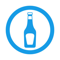 Icono plano botella de ketchup de cristal en circulo azul