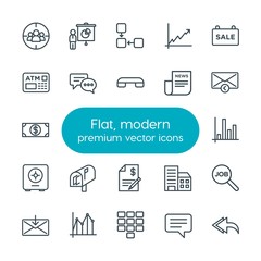 Modern Simple Set of business, charts, mobile, email Vector outline Icons. Contains such Icons as  concept,  get,  brochure,  forward,  mail and more on white background. Fully Editable. Pixel Perfect