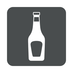 Icono plano botella de ketchup de cristal en cuadrado gris