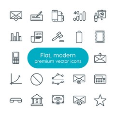 Modern Simple Set of business, charts, mobile, email Vector outline Icons. Contains such Icons as  end,  banking,  telephone, technology and more on white background. Fully Editable. Pixel Perfect