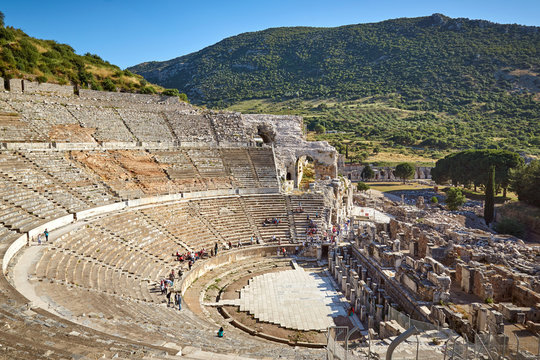 The Great Theatre ruins in the ancient Ephesus city in Turkey