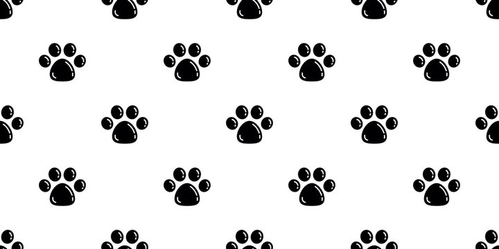 Dog Paw Seamless pattern vector Cat Paw cartoon wallpaper isolated background