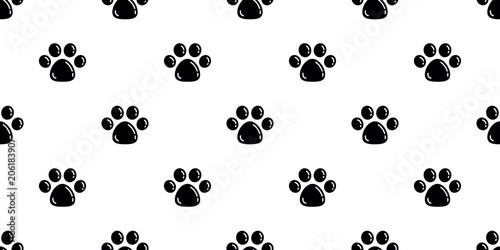 Dog Paw Seamless Pattern Vector Cat Paw Cartoon Wallpaper Isolated