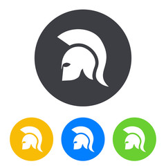 Icono plano casco espartano en circulo varios colores
