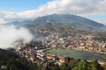 The panorama of Sapa from Ham Rong garden, Vietnam