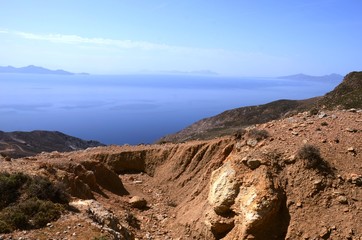 Fototapeta na wymiar Vue sur le Sud-Ouest de Kos depuis Dikios (Kos-Grèce) 