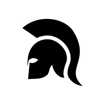 Icono plano casco espartano en color negro