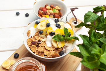 healthy breakfast with flakes