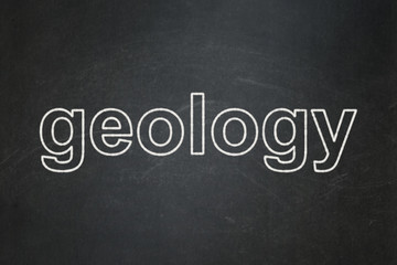 Obraz premium Science concept: text Geology on Black chalkboard background