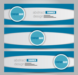 Banner template. Horizontal header. Abstract background for design,  business, education, advertisement. Blue color. Vector  illustration.