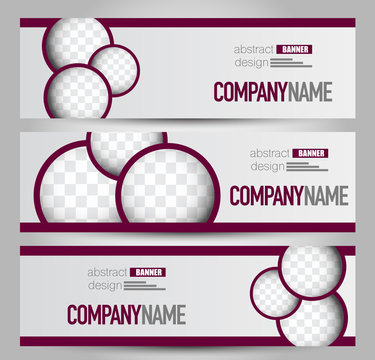 Banner template. Horizontal header. Abstract background for design,  business, education, advertisement. Red color. Vector  illustration.
