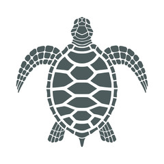 Icon sea turtle. Isolated gray symbol on white background. Tattoo. Vector illustration
