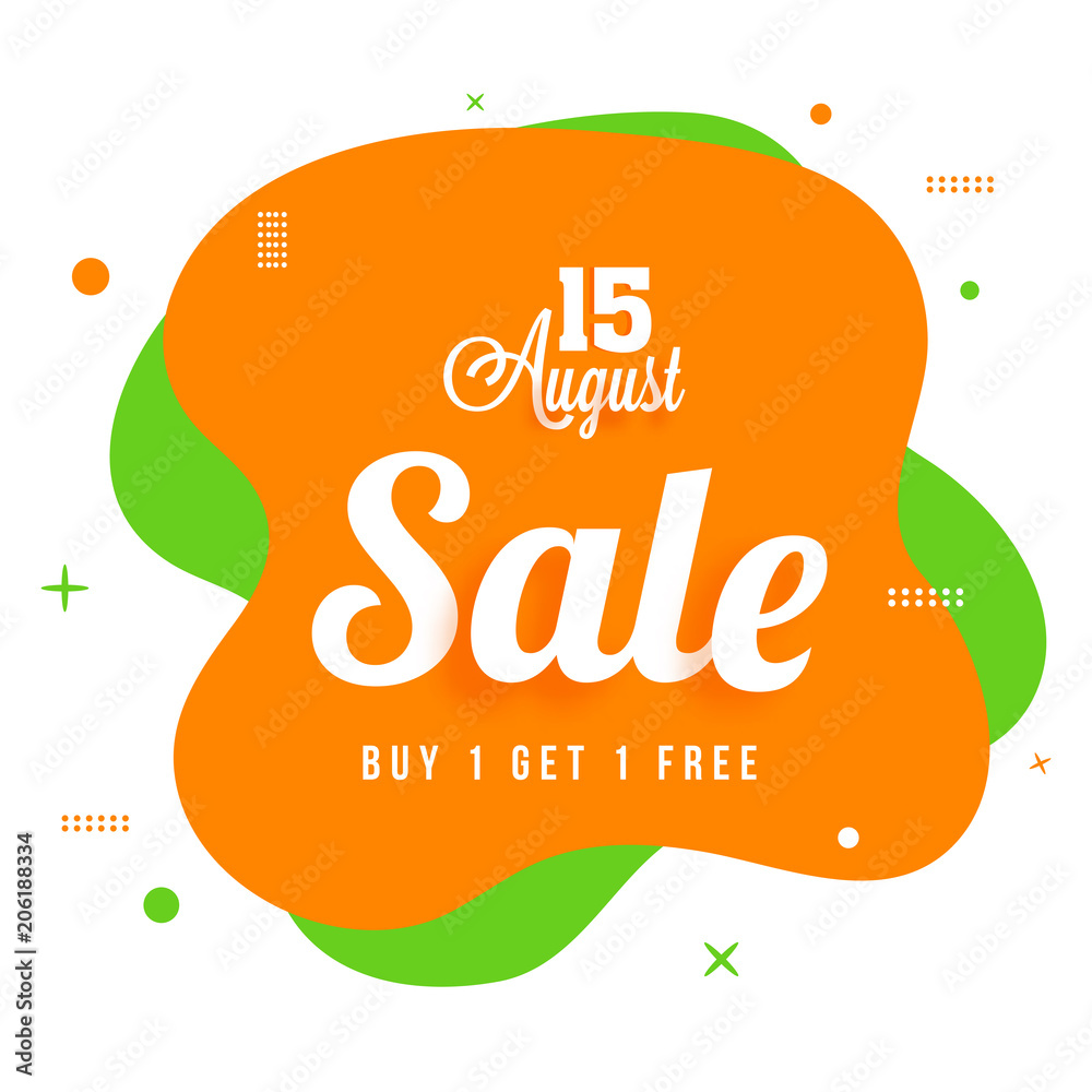 Wall mural 15 august sale, banner, poster design on tricolours background.