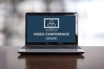 Video conference concept on a laptop