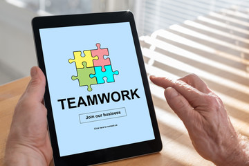 Teamwork concept on a tablet