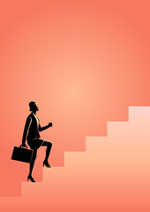 Businesswoman stepping on stairs
