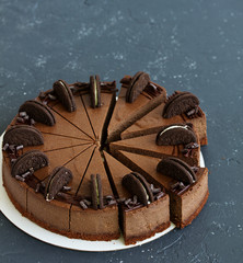 Chocolate cake. selective focus.