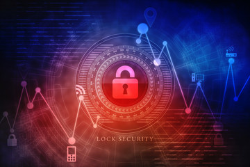 2d illustration Safety concept: Closed Padlock on digital background