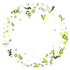 Floral Spring and Summer Vector Wallpaper with Flowers, Leaves, Butterflies, Green Branches. Easter, Mother's Day, 8 March, Birthday, Wedding Background for Banners, Cards, Posters, Invitations.