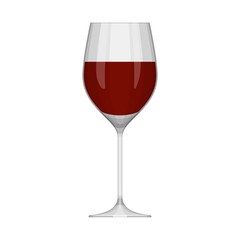 Wineglass with red wine isolated on white background. Alcoholic drink wine glass in flat style. Vector illustration