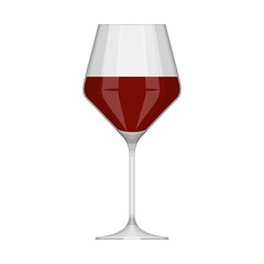 Wineglass with red wine isolated on white background. Alcoholic drink wine glass in flat style. Vector illustration